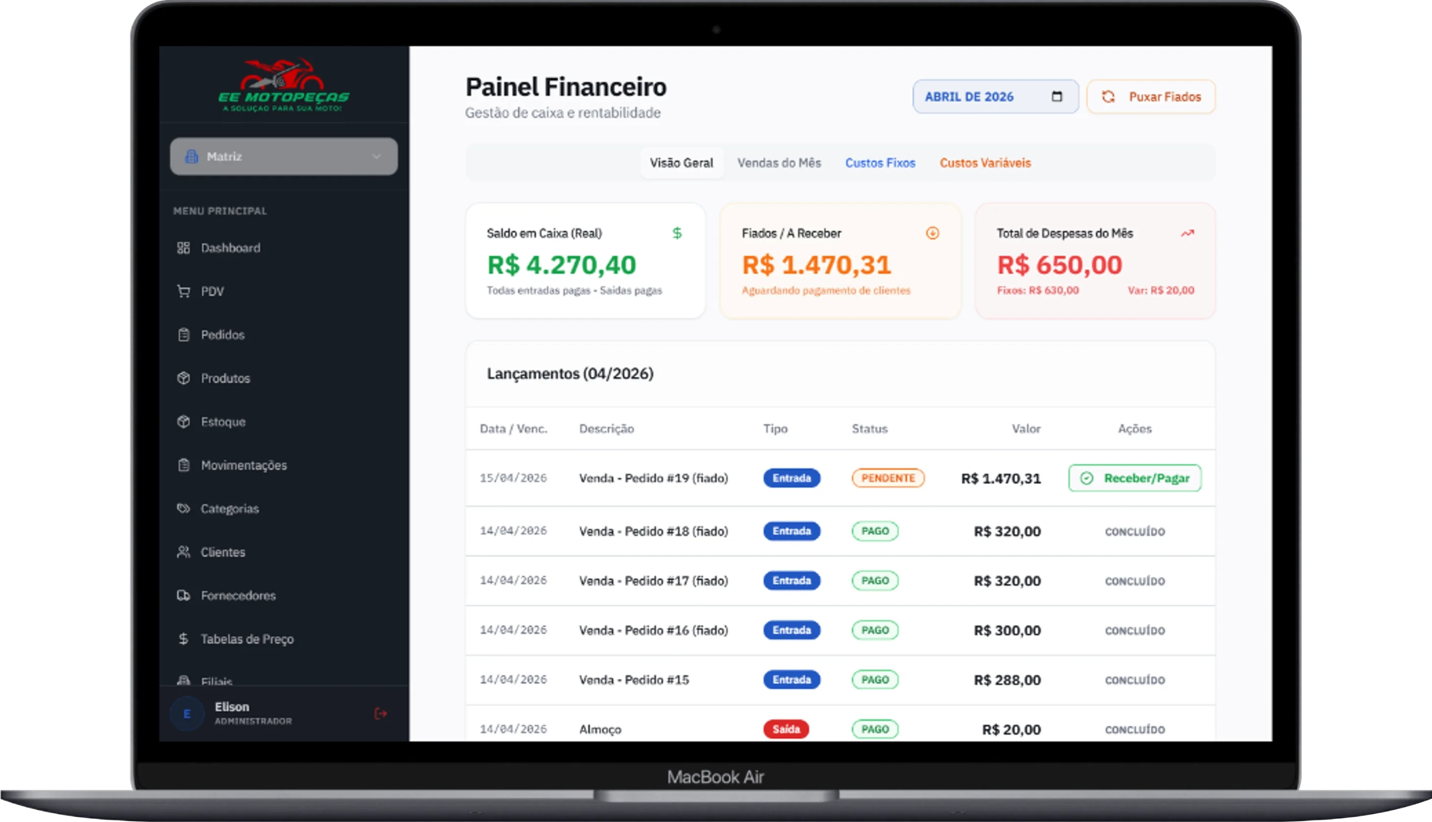EE MOTO PEÇAS - ERP Personalizado